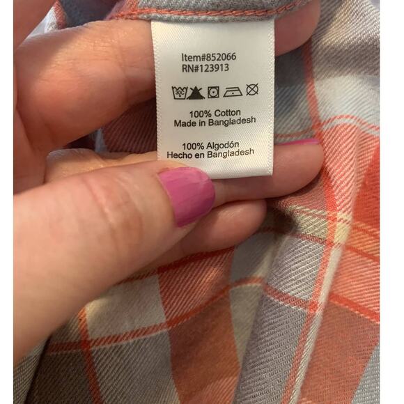 Jachs Girlfriend pink plaid roll tab long sleeves shirt size XL - Picture 4 of 11